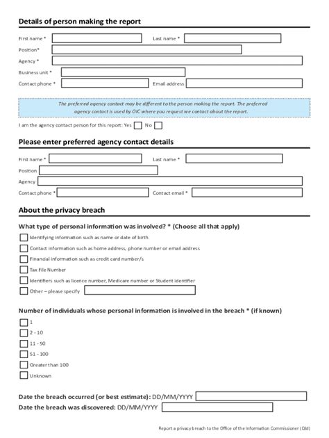 Fillable Online Report A Privacy Breach To OIC Form Fax Email Print