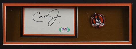 Cal Ripken Jr Signed Orioles Custom Framed Cut Display With Ripken