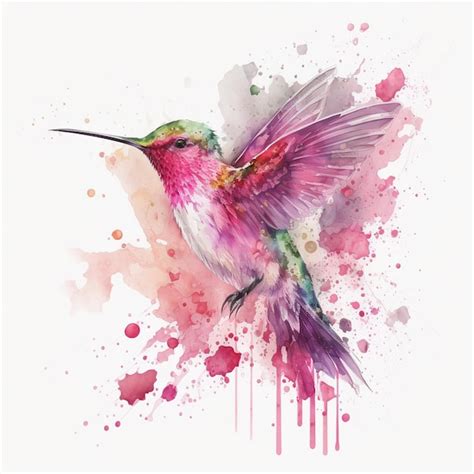 Premium AI Image | painting of a hummingbird with a pink and purple ...