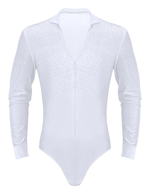 Iiniim Men Long Sleeve V Neck Press Button Crotch Ballroom Latin Tango