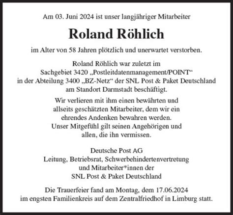 Traueranzeigen Von Roland R Hlich Vrm Trauer De