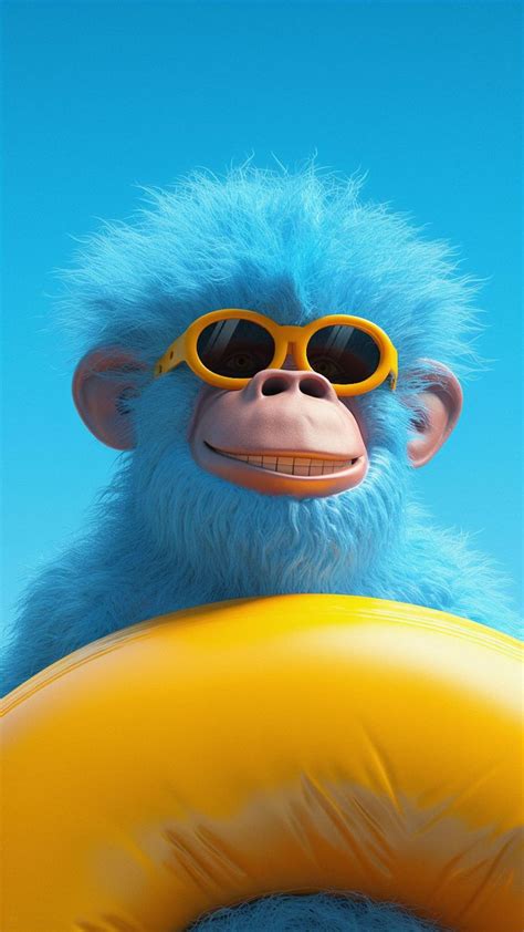 Playful Monkey with Sunglasses and Life Buoy - Vibrant and Funny HD ...