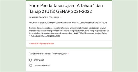 Form Pendaftaran Ujian Ta Tahap Dan Tahap Uts Genap