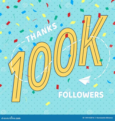 100000 Followers Vector Greeting Social Card Thank You Followers