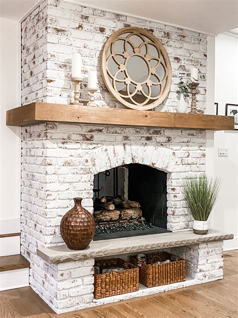 Whitewash Brick Fireplace