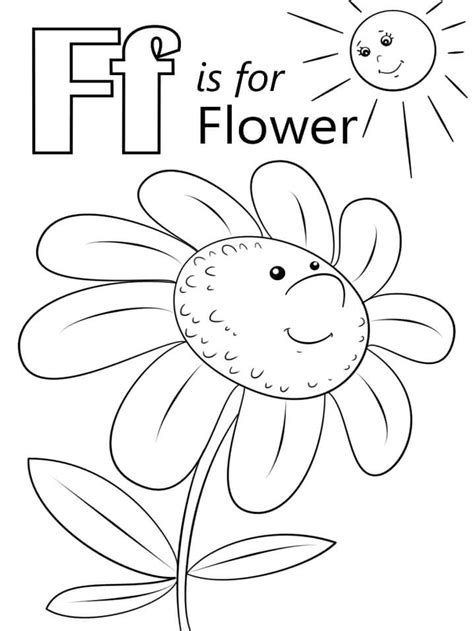 Flower Letter F Coloring Page - Free Printable Coloring Pages for Kids