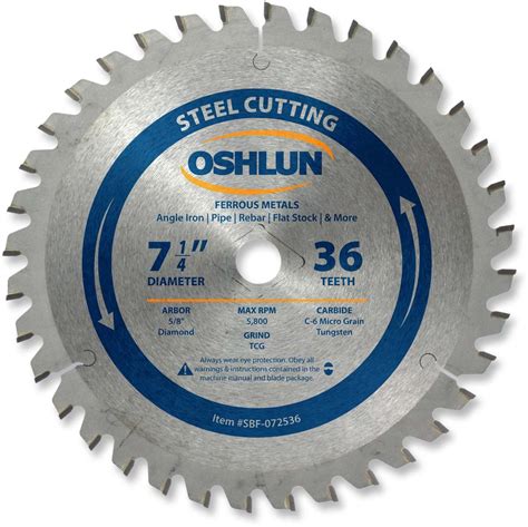 Ferrous Saw Blade 7 14 X 36t X 58 Arbor Oshlun Sbf 072536