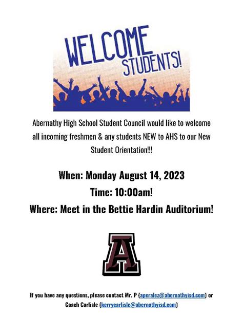 Abernathy High School Freshmen Orientation Abernathy Independent