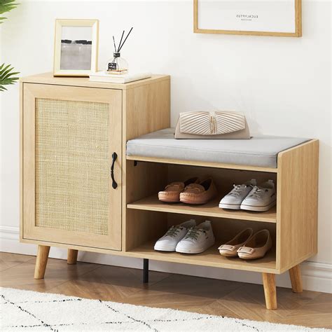 Dsstyles Natural Rattan In Shoe Storage Bench Cabinets With