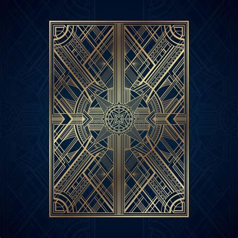 Gold Art Deco Panels On Dark Green Background Stock Vector Illustration