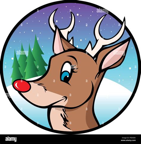 cartoon vector illustration of Rudolph the Red Nose Reindeer Stock ...