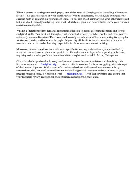 How To Write A Research Paper Literature Review | PDF | Literature ... 