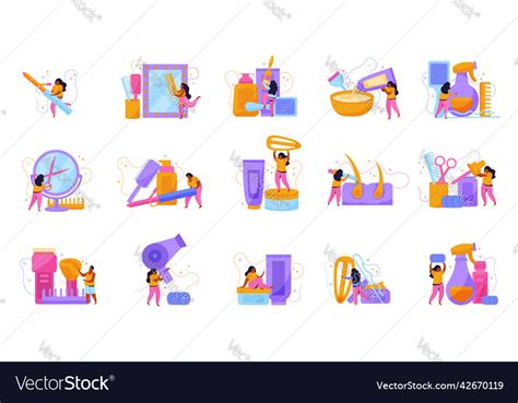 Hair Care Icon Set Royalty Free Vector Image Vectorstock