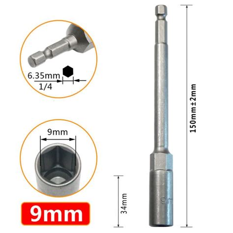 1PC 150mm Hexagon Nut Driver Drill Bit Adapter Socket Wrench Extension