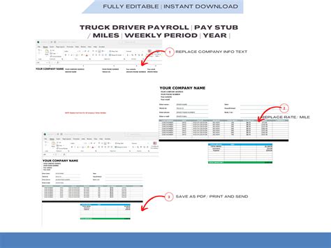 Truck Driver Pay Roll Earning Statement Template Pay Slip Creator For Truck Driver Mile Excel