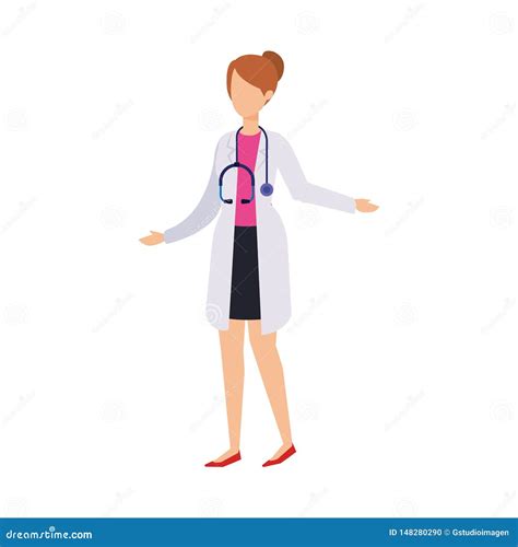 Professional Female Doctor With Stethoscope Stock Illustration