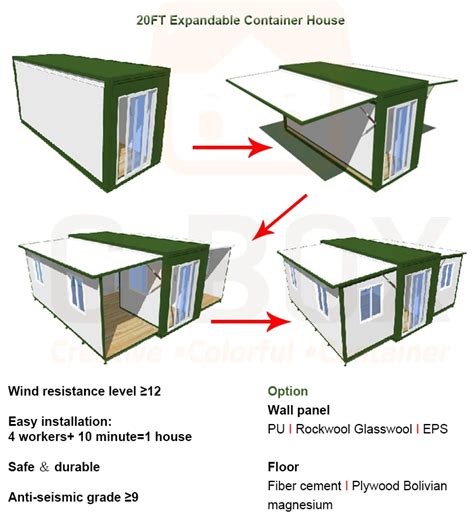 20ft 40ft Prefab Modular Foldable Expandable Container Living House