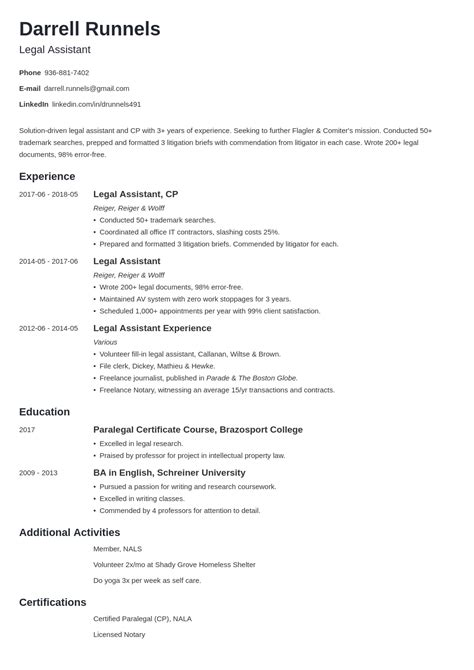 Legal Assistant Resume Examples 2024 With Job Description