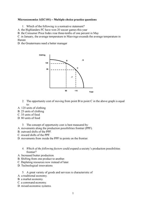 Economics Multiple Choice Microeconomics 1 EC101 Multiple Choice