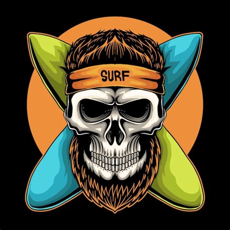 Premium Vector Skull Surfing Board Vector Illustration