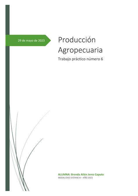 Produccion Agropecuaria Tp De Mayo De Producci N