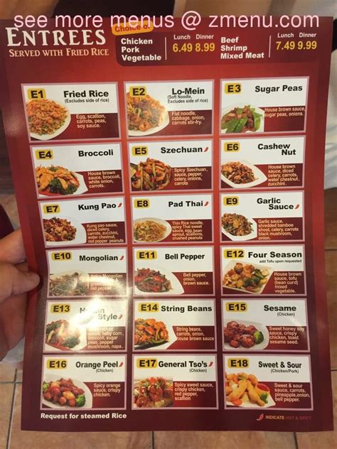 Carta Del Restaurante Rice Xpress Royse City