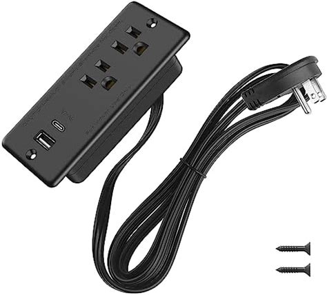 HHSOET Tira de alimentación empotrada de 20 W enchufe plano con USB