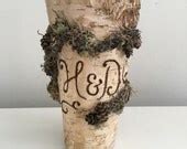 Items Similar To SALE Gift Personalized Birch Bark Vase Tall Rustic 9