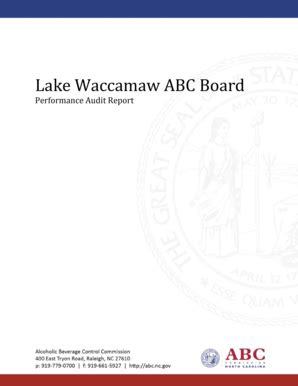 Fillable Online Reports Abc Nc Lake Waccamaw Cover Audit Form