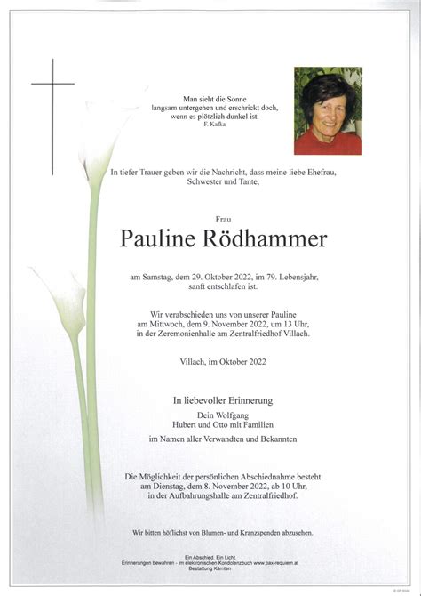 Parte für Pauline Rödhammer pax requiem