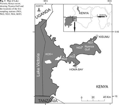 Map Of Lake Victoria Kenya Sector Showing Nyanza Gulf And The