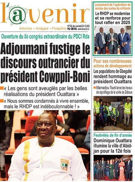 Titrologie De L Avenir N Du Samedi D Cembre Abidjan Net