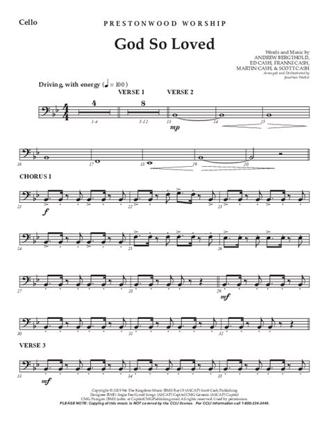 God So Loved Choral Anthem Satb Cello Sheet Music Pdf Prestonwood Worship Prestonwood Choir