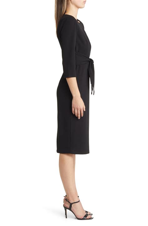 Adrianna Papell Tie Waist Crepe Sheath Dress Nordstrom