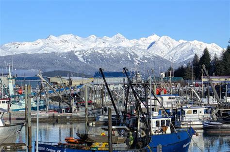 Boats Moored in Cordova Boat Harbor. Cordova, Alaska Editorial ...