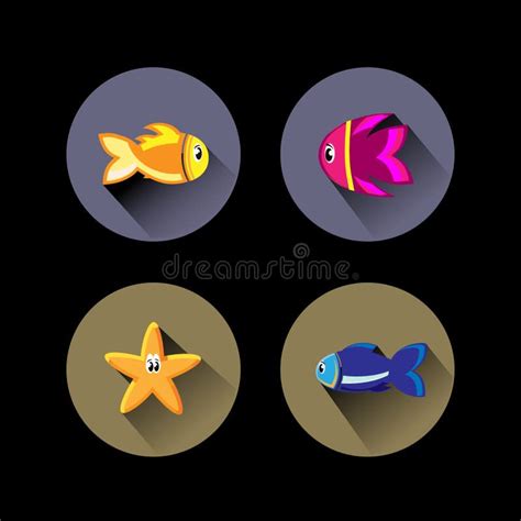 Ejemplo Plano Del Estilo De Los Pescados Ilustraci N Del Vector