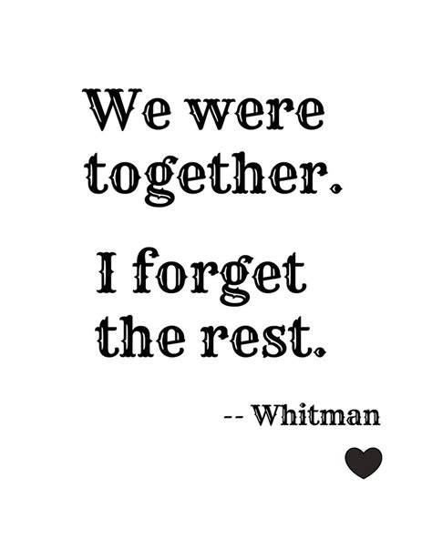 Walt Whitman Print We Were Together I Forget The Rest Song Etsy