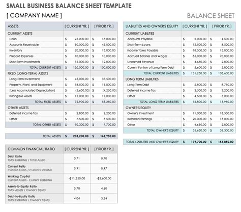 Small Business Balance Sheet Templates Smartsheet