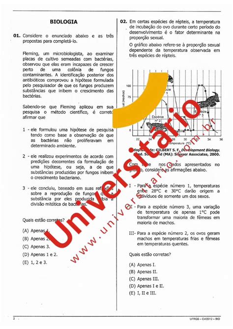 Pdf Prova De Biologia Ufrgs Biologiaongep Pbworks