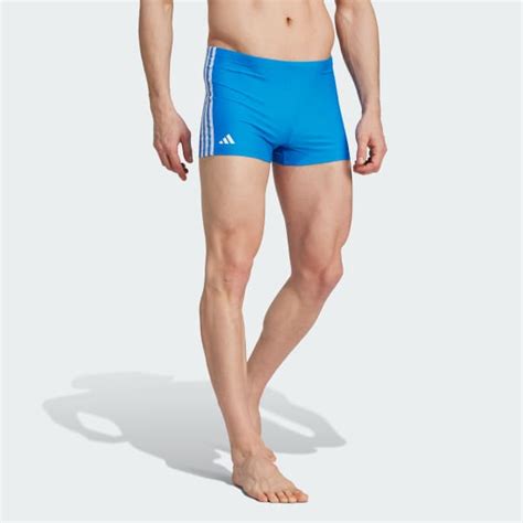 Adidas Classic 3 Stripes Swim Boxers Blue Free Delivery Adidas Uk