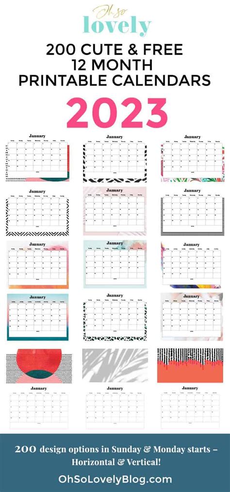 FREE 2023 Calendars 200 Beautiful Designs To Choose From Planner