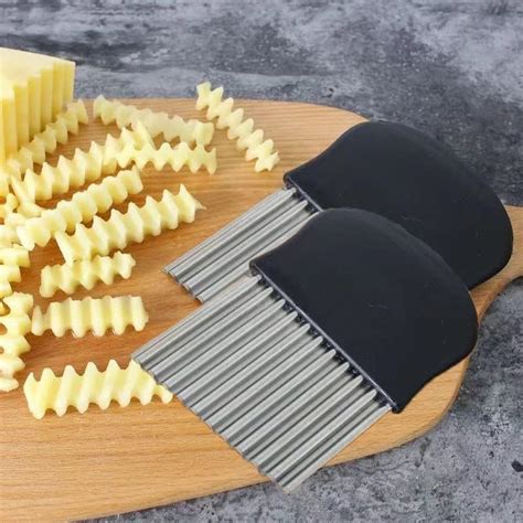 2 Pcs Large Crinkle Cutter French Fry Slicer Potato