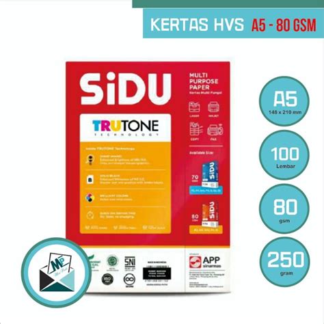 Jual KERTAS HVS SIDU A5 80 GSM 100 Lembar Indonesia Shopee Indonesia