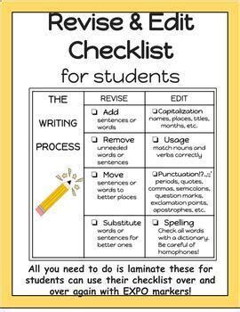 Reusable Revise And Edit Checklist For Students Tpt