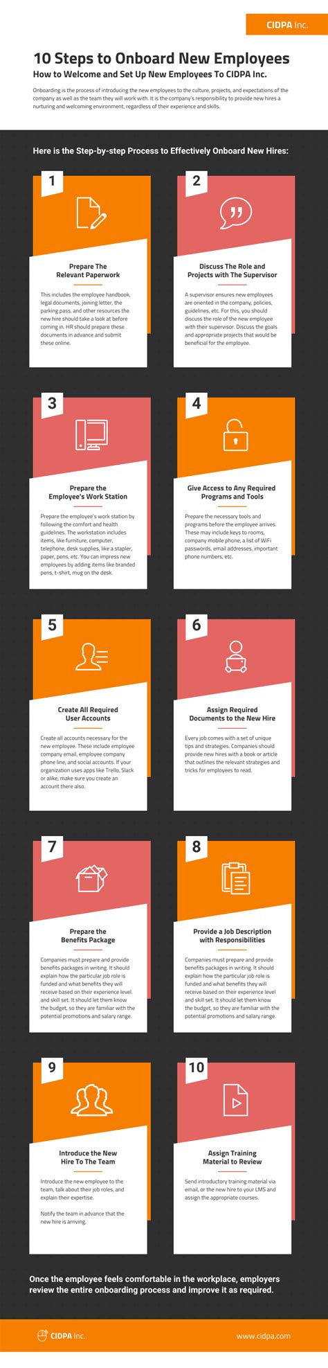 10 Steps Employee Onboarding Process Infographic Template - Venngage