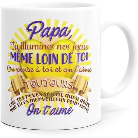 Mug Papa Idée Cadeau Original Fête Des Pères Tasse Message Amour