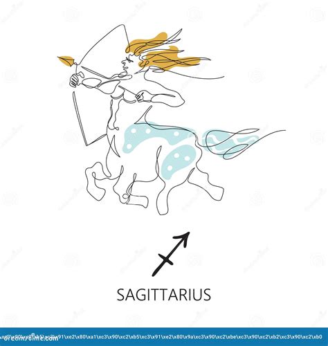 Zodiac Sign Sagittarius One Line Vector Illustration In The Style Of