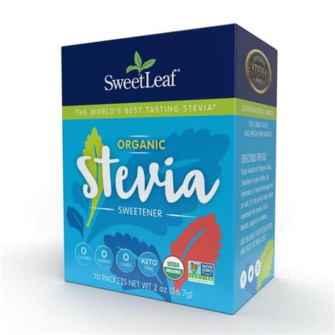 Sweet Leaf Sweetener Organic Stevia 70count 95 Organic Use