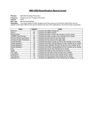 Fillable Online Hmo Ssdi Recertification Record Layout Hmo Ssdi