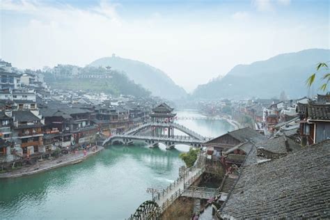 Premium Photo | The china old town has rivers flowing through in the ...